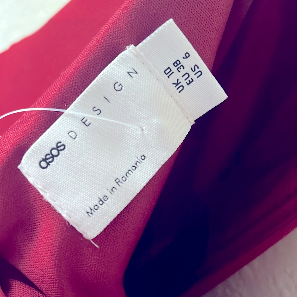 NWT ASOS DESIGN bandeau midi dress with oversized bow in burgundy - Picture 9 of 10